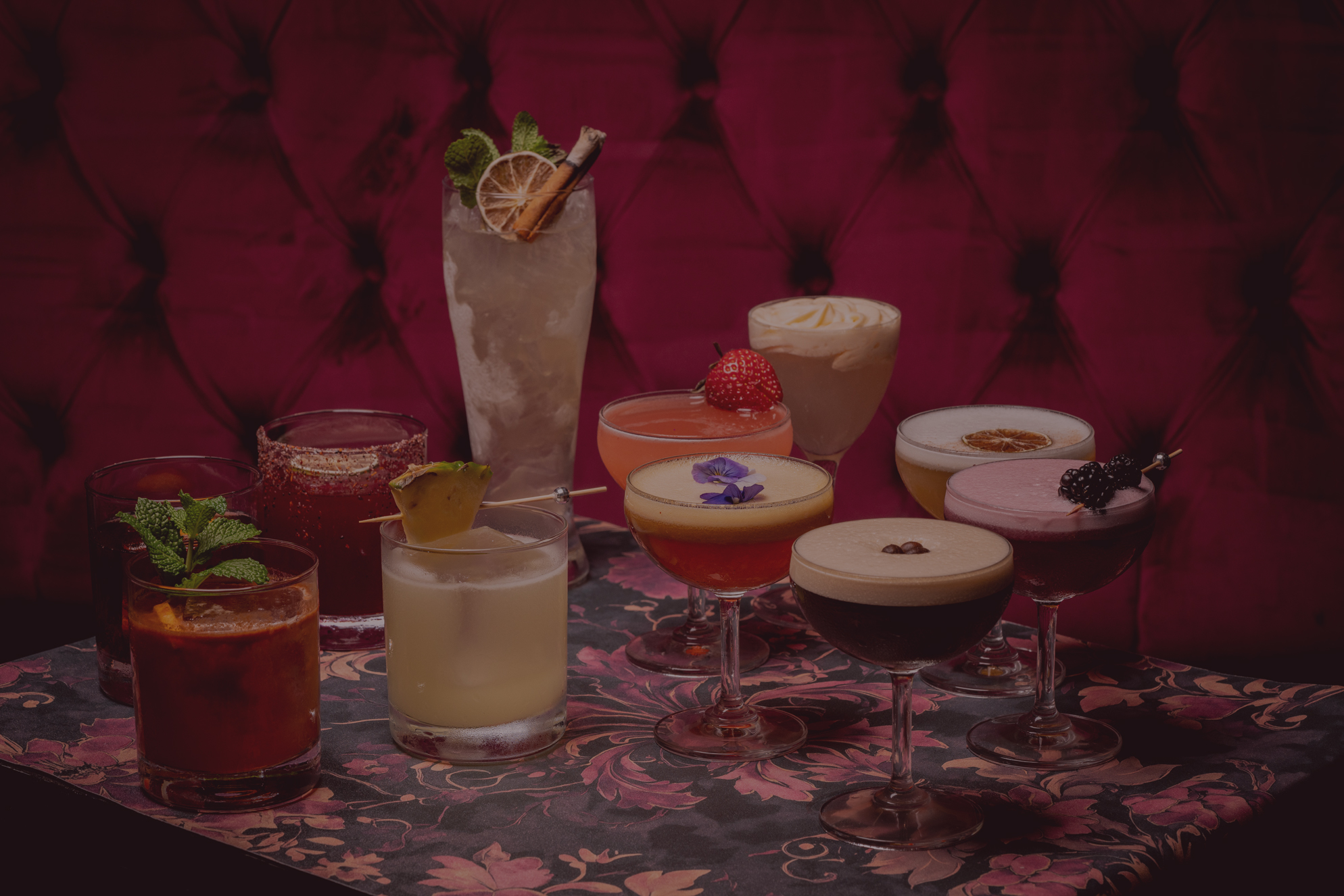 A spread of signature cocktails at The Lower