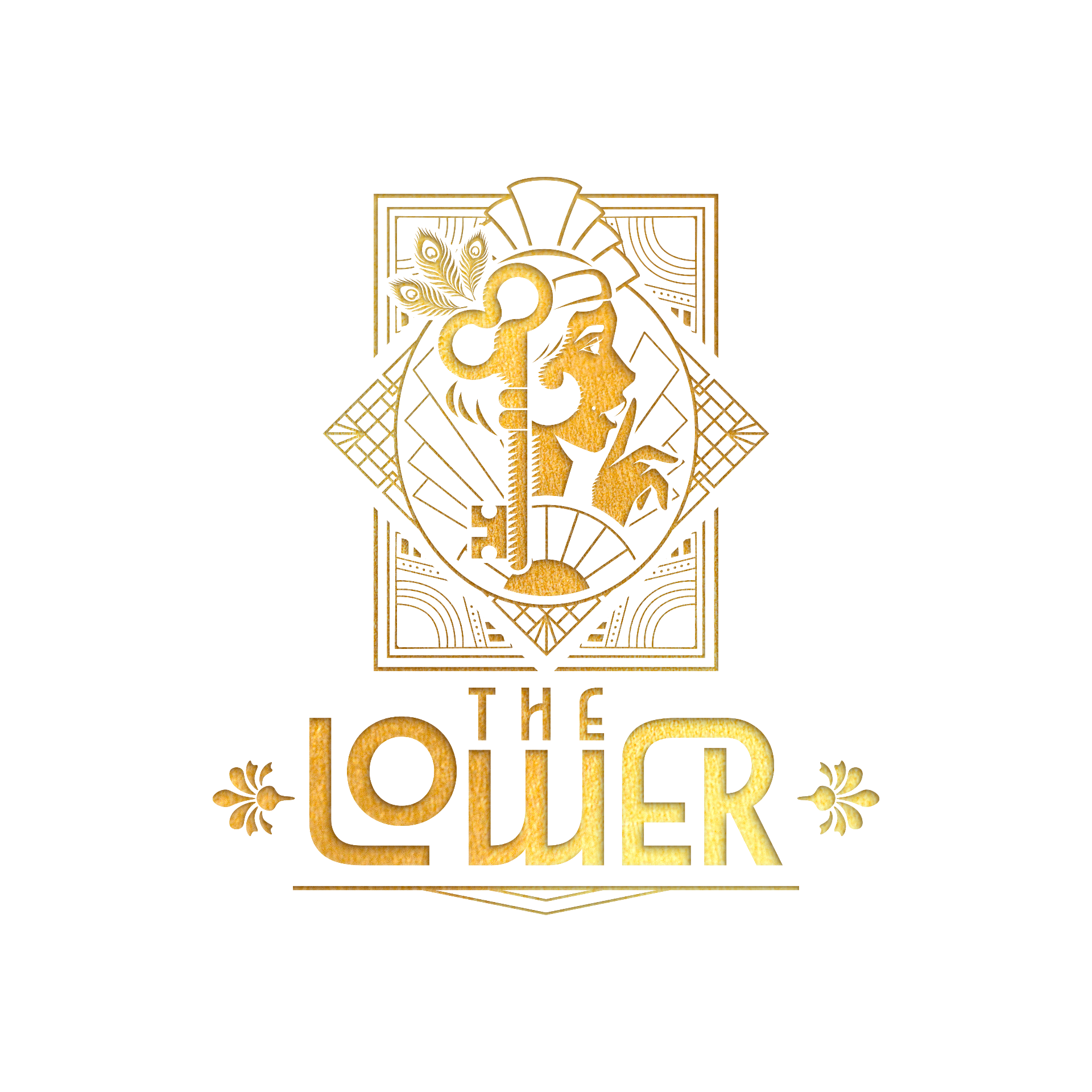 The Lower — art deco emblem with key and peacock feathers